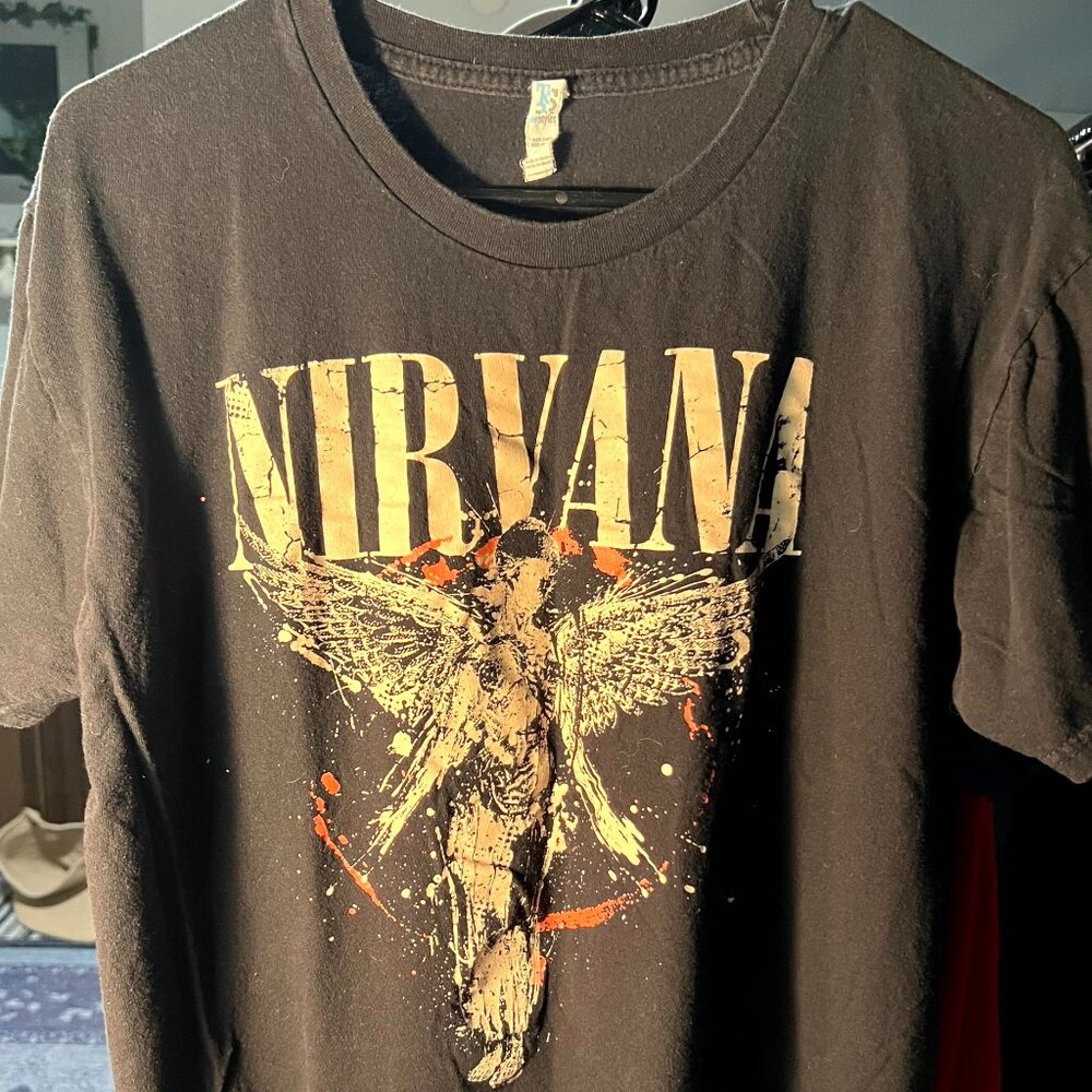Nirvana "In Utero" Tee Styled 100% Cotton Black Graphic Print Tee T-Shirt SZ L